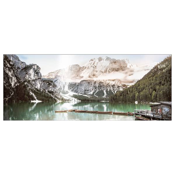 Tableau verre Wildsee Bleu - Gris - Vert - Verre clair - 125 x 50 x 1.4 cm