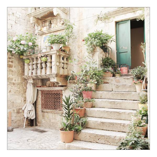 Glasbild Mediterranean House Typ A Klarglas - Multicolor