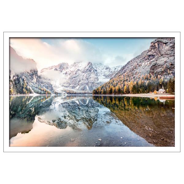 Leinwandbild Nordic Mountain Setting Papier - Multicolor