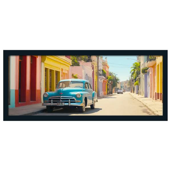Quadro Vintage Car On The Street Carta - Multicolore