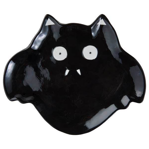 Deko-Teller HALLOWEEN Fledermaus Steingut - Schwarz