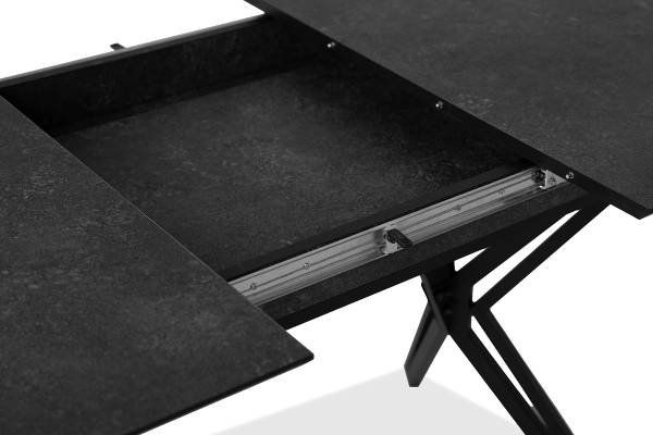Table extensible Ahoro Noir - Acier - 160 x 76 x 90 cm