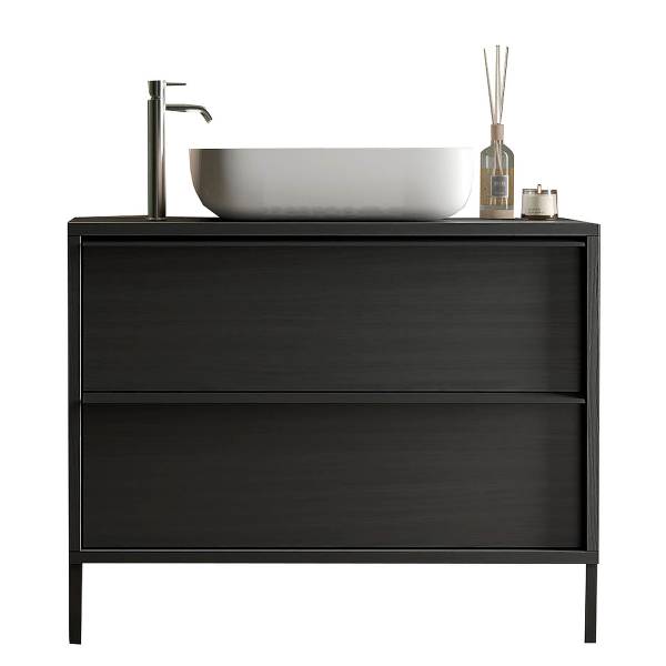 Einzelwaschtisch Steel stehend Schwarz - Breite: 92 cm