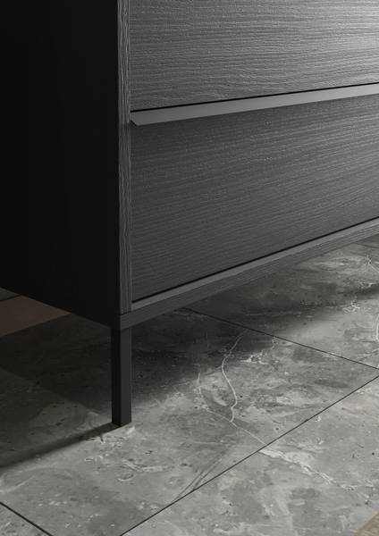 Einzelwaschtisch Steel stehend Schwarz - Breite: 92 cm