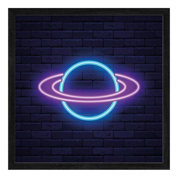 Holzbild Neon Planet Klarglas / MDF - Multicolor