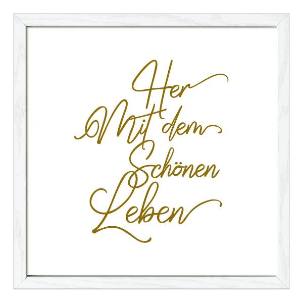 Image en bois Belle Vie Verre transparent / MDF - Blanc / Or