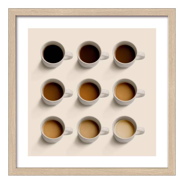 Holzbild Coffee Cups Klarglas / MDF - Beige / Braun