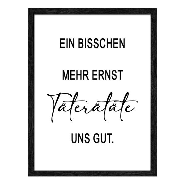 Holzbild Täterätäte Klarglas / MDF - Schwarz / Weiß