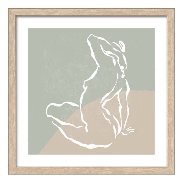 Image en bois Dessin Ligne Acte A Verre transparent / MDF - Vert / Beige