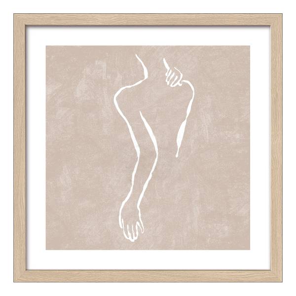 Holzbild Line Drawing Act Typ B Klarglas / MDF - Beige