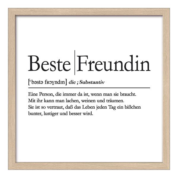 Houten afbeelding Beste Freundin transparant glas/MDF - zwart/wit