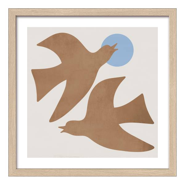 Holzbild Brown Bird Klarglas / MDF - Beige / Braun