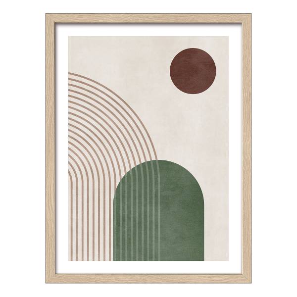 Holzbild Geometrical Green Art Typ A Klarglas / MDF - Grün / Beige