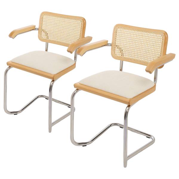 Armlehnenstuhl HOLM 2er-Set gepolstert Beige