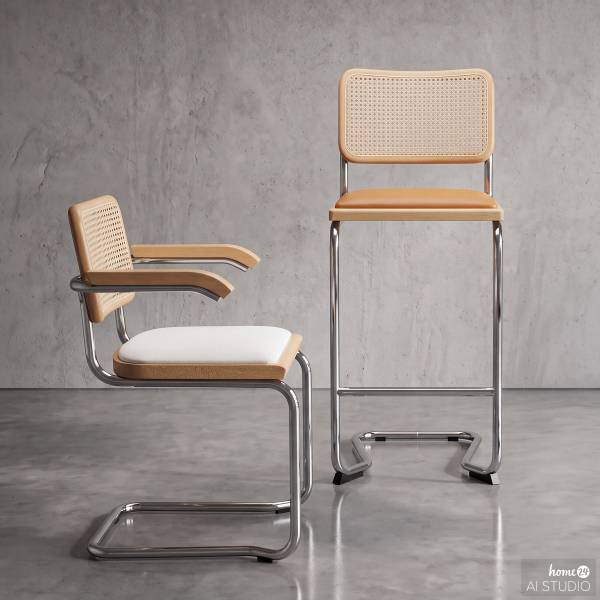 Armlehnenstuhl HOLM 2er-Set gepolstert Beige