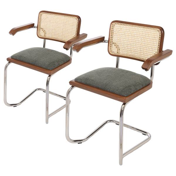 Armlehnenstuhl HOLM 2er-Set gepolstert Khaki