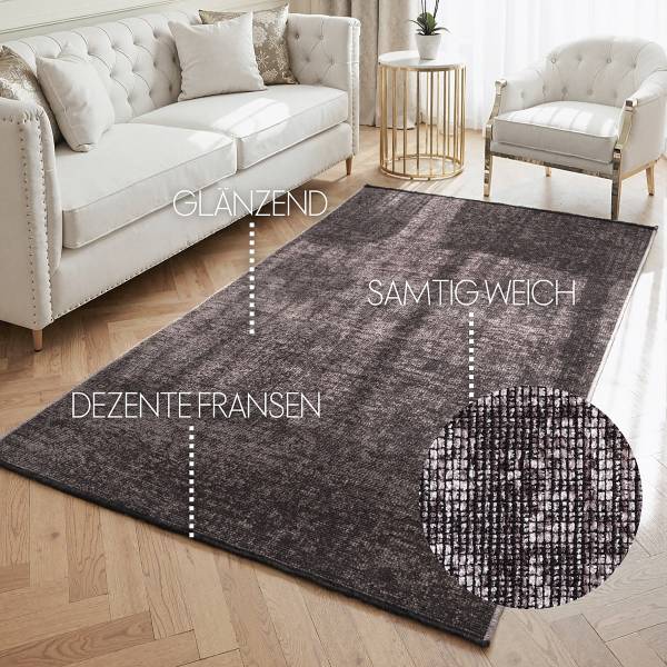 Tappeto a pelo corto Prisma Tessuto - marrone - Marrone rossastro - 120 x 170 cm
