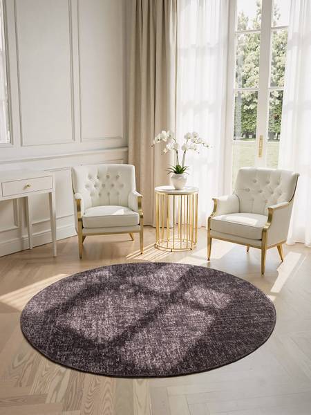 Tapis à mèches courtes Prisma rond Tissu - Marron - Brun rouge - Diamètre : 160 cm