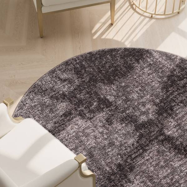 Tapis à mèches courtes Prisma rond Tissu - Marron - Brun rouge - Diamètre : 160 cm
