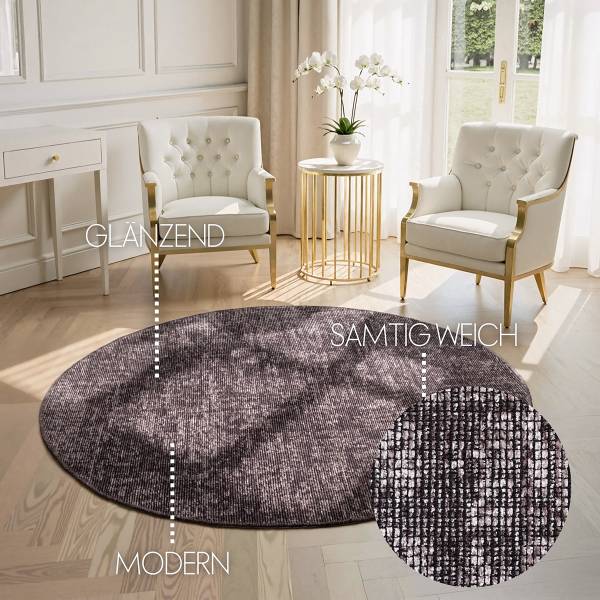 Tapis à mèches courtes Prisma rond Tissu - Marron - Brun rouge - Diamètre : 160 cm