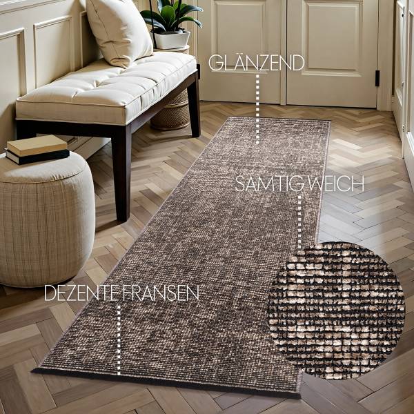 Läufer Prisma Webstoff - Beige - Kokosnuss Braun
