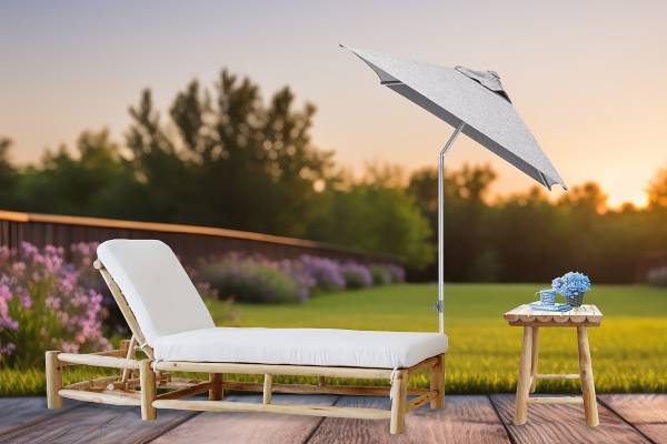 Gartenliege Marbo Teak massiv / Flachgewebe