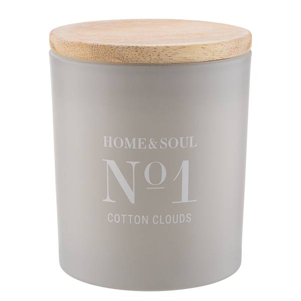 Duftkerze HOME & SOUL Cotton Clouds Sojawachs/Paraffinwachs/Duftanteil /Pinienholz - Grau