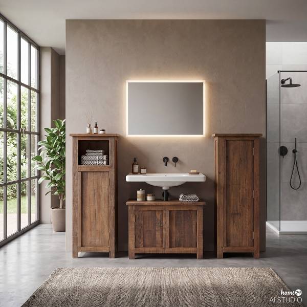 Mobile in legno massello RURY 1 anta Marrone - Legno - Legno massello - 50 x 130 x 40 cm