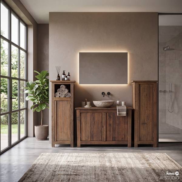 Mobile in legno massello RURY 1 anta Marrone - Legno - Legno massello - 50 x 130 x 40 cm