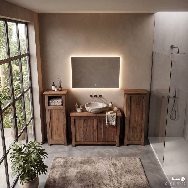 Mobile in legno massello RURY 1 anta Marrone - Legno - Legno massello - 50 x 130 x 40 cm