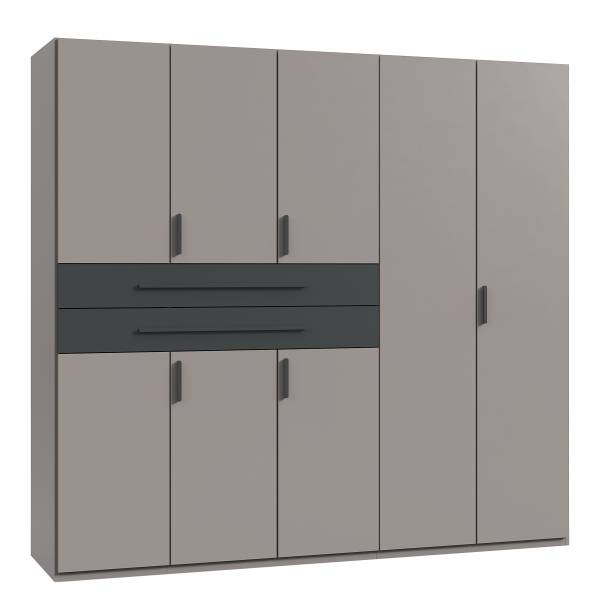Drehtürenschrank Digit Typ B Saharagrau / Graphit - Breite: 225 cm - Ohne Spiegeltür/-en