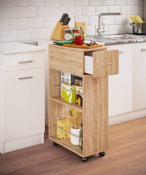 Scaffale da cucina con cassetto Tusal Effetto rovere