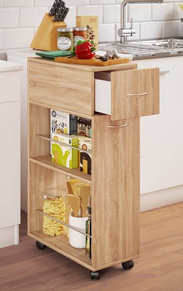 Scaffale da cucina con cassetto Tusal Effetto rovere