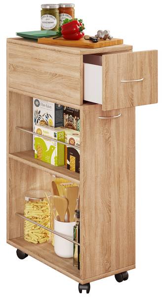 Scaffale da cucina con cassetto Tusal Effetto rovere