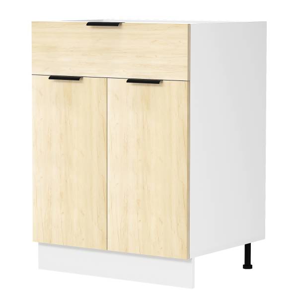 Unterschrank Fasola mit Schublade Eiche Dekor / Weiß - Breite: 60 cm