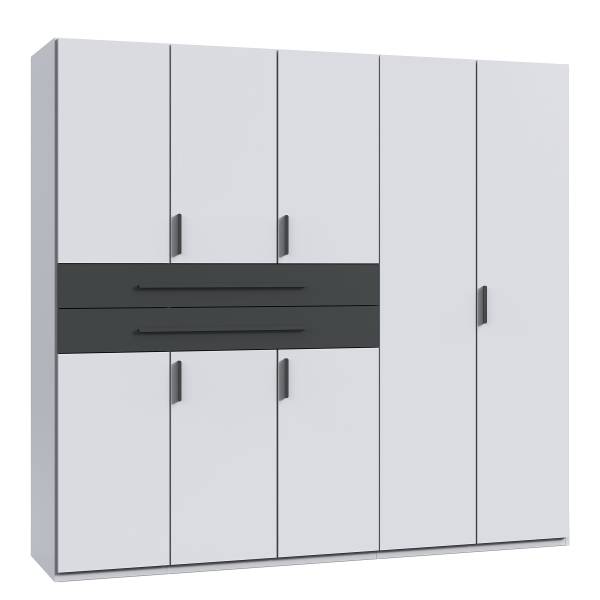 Drehtürenschrank Digit Typ B Weiß / Graphit - Breite: 225 cm - Ohne Spiegeltür/-en
