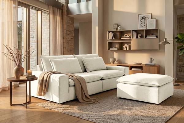 Polsterhocker CASUALIST Webstoff Stormy: Creme
