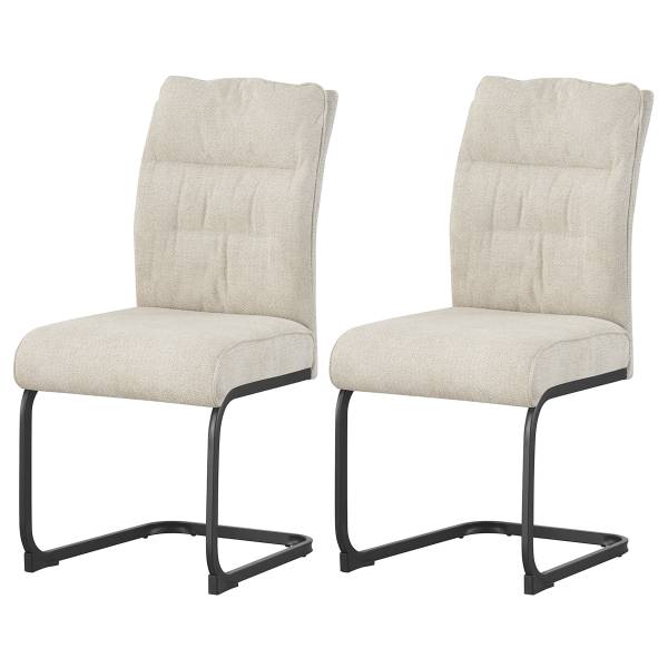 Chaise de salle à manger Frieda lot 2 Beige - Tissu - Fer - 47 x 94 x 61 cm