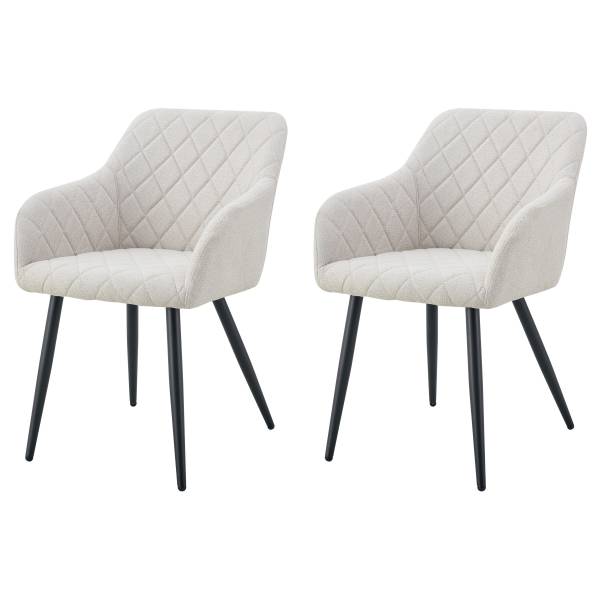 Armlehnenstuhl Lea 2er Set Beige - Webstoff - Eisen - 56 x 83 x 60 cm