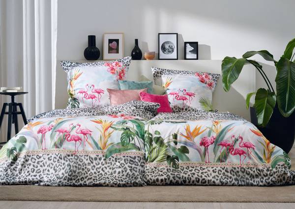 Mako-Satin-Bettwäsche Paradise Multicolor - Baumwollstoff