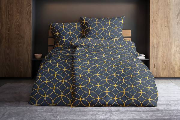 Satin-Bettwäsche Noctura Satin - Dunkelblau - 155 x 220 cm + Kissen 80 x 80 cm