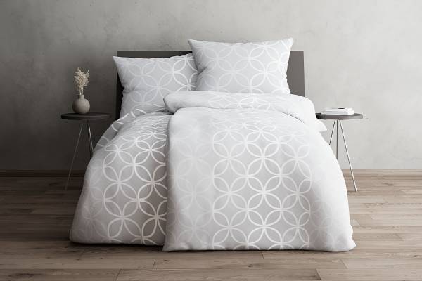 Satin-Bettwäsche Aluna Satin - Grau - 155 x 220 cm + Kissen 80 x 80 cm