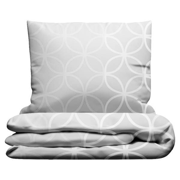 Satin-Bettwäsche Aluna Satin - Grau - 155 x 220 cm + Kissen 80 x 80 cm