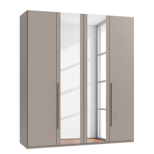 Draaideurkast London met spiegel saharagrijs - Breedte: 180 cm - comfort - bruin - 2 spiegeldeuren
