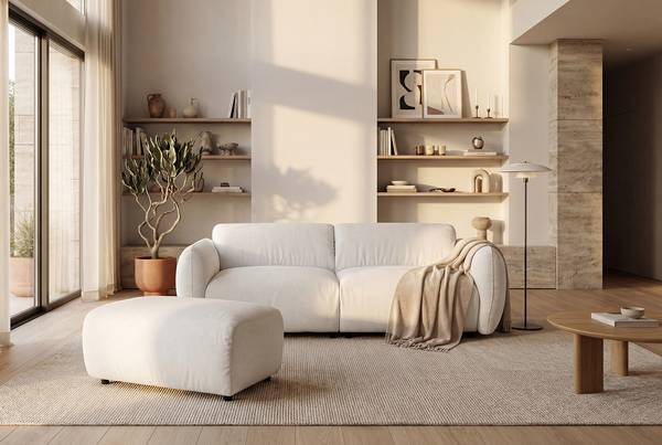 2,5-Sitzer Sofa NORDELLA Webstoff Stormy: Creme