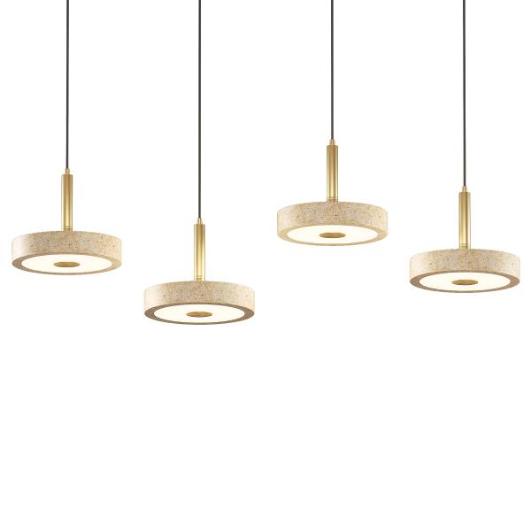 Lampada a sospensione UNARO Ferro / Pietra - Numero di lampadine necessarie: 4