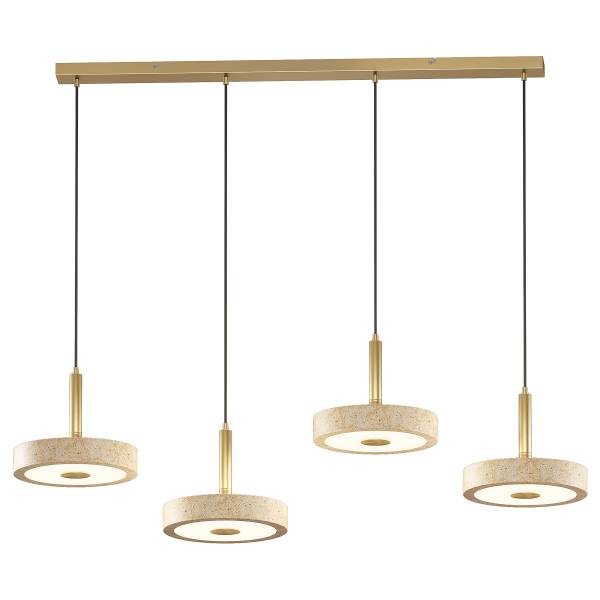 Lampada a sospensione UNARO Ferro / Pietra - Numero di lampadine necessarie: 4