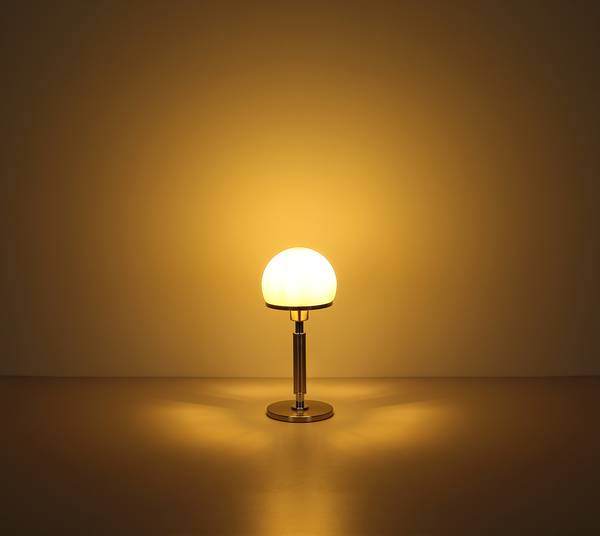 Lampada da tavolo CALYX Vetro opalino / Ferro - 1 punto luce - Argento