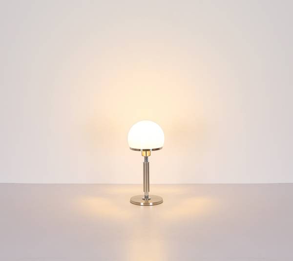 Lampada da tavolo CALYX Vetro opalino / Ferro - 1 punto luce - Argento