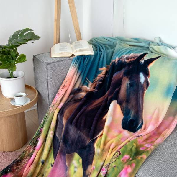 Kinder-Kuscheldecke Pferd Polyester